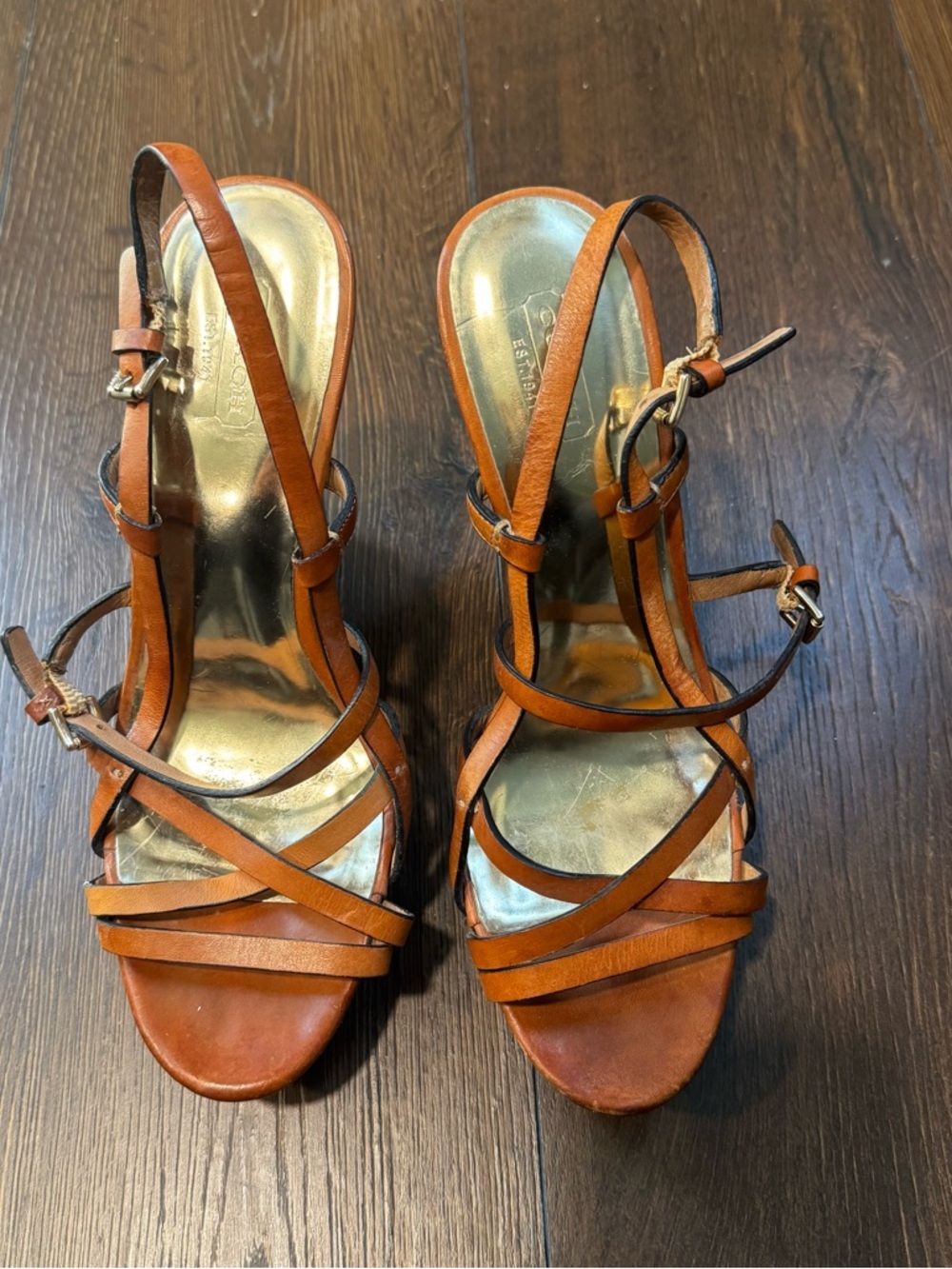 Coach leather wedge sandals
